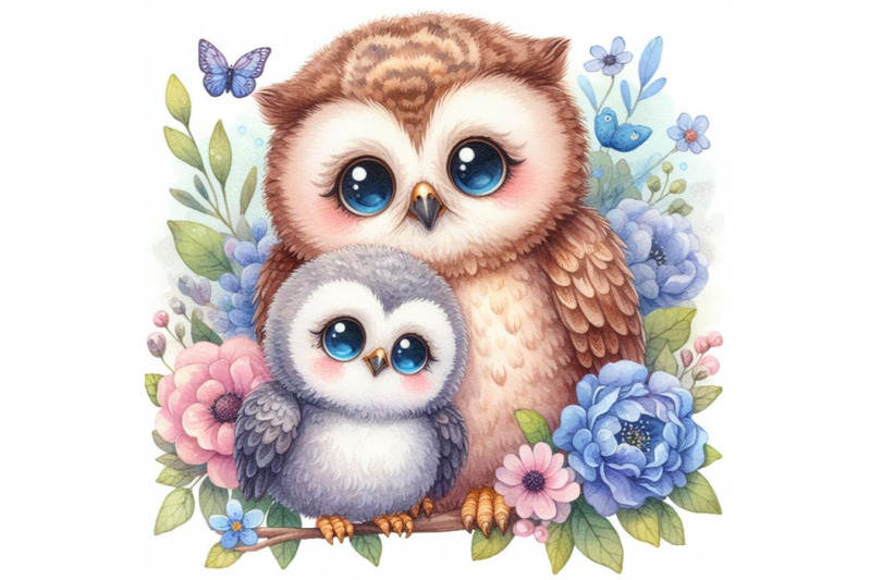 bundle-of-cute-baby-owl-and-mom