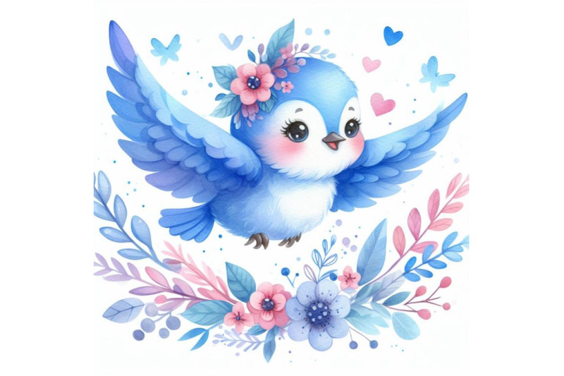 bundle-of-cute-blue-bird-cartoon-flying