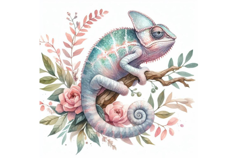 bundle-of-cute-chameleon-sitting-on-branch