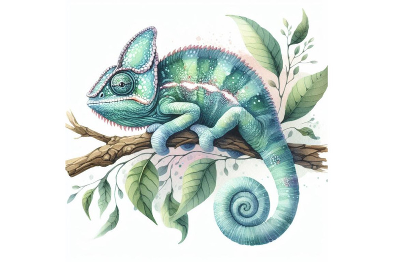 bundle-of-cute-chameleon-sitting-on-branch