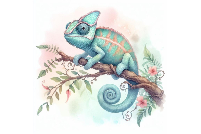 bundle-of-cute-chameleon-sitting-on-branch