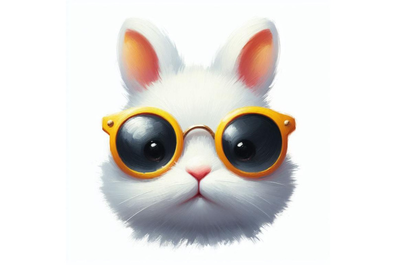 bundle-of-digital-art-of-a-cute-white-bunny-head-with-yellow-sunglasse