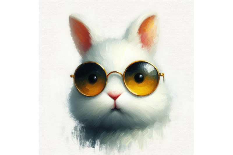 bundle-of-digital-art-of-a-cute-white-bunny-head-with-yellow-sunglasse