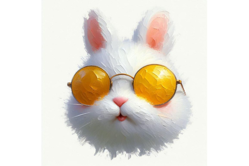 bundle-of-digital-art-of-a-cute-white-bunny-head-with-yellow-sunglasse