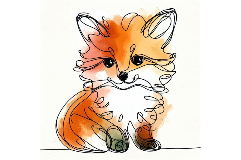 bundle-of-cute-little-fox-continuous-line-drawing-abstract-minimal