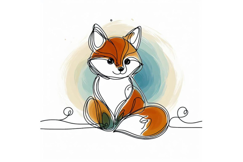 bundle-of-cute-little-fox-continuous-line-drawing-abstract-minimal