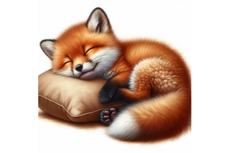 bundle-of-a-cute-sleeping-red-fox-cub-with-a-pillow