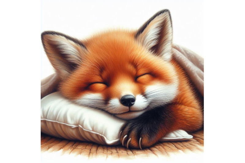 bundle-of-a-cute-sleeping-red-fox-cub-with-a-pillow