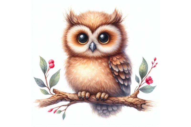 bundle-of-cute-baby-owl-on-a-branch