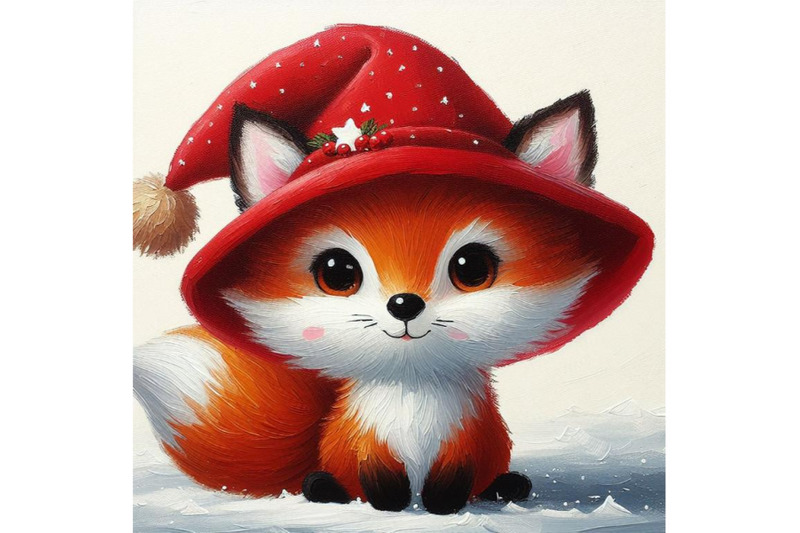 bundle-of-cute-fox-cartoon-with-red-hat