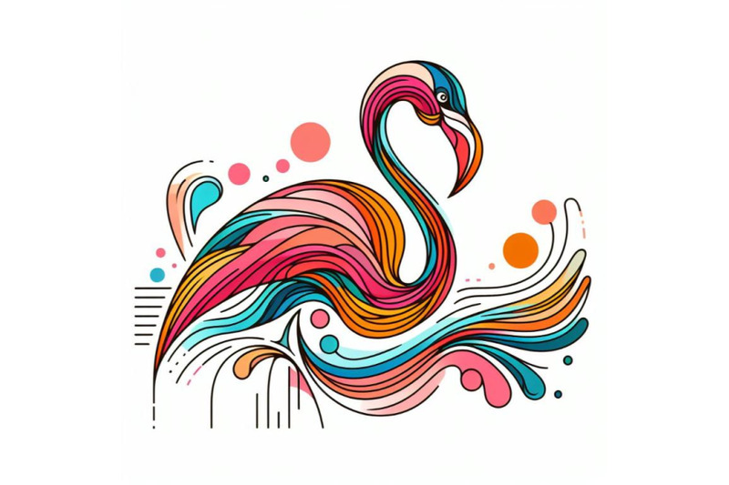 bundle-of-line-art-colorful-abstract-bird-flamingo-logo-design-vector