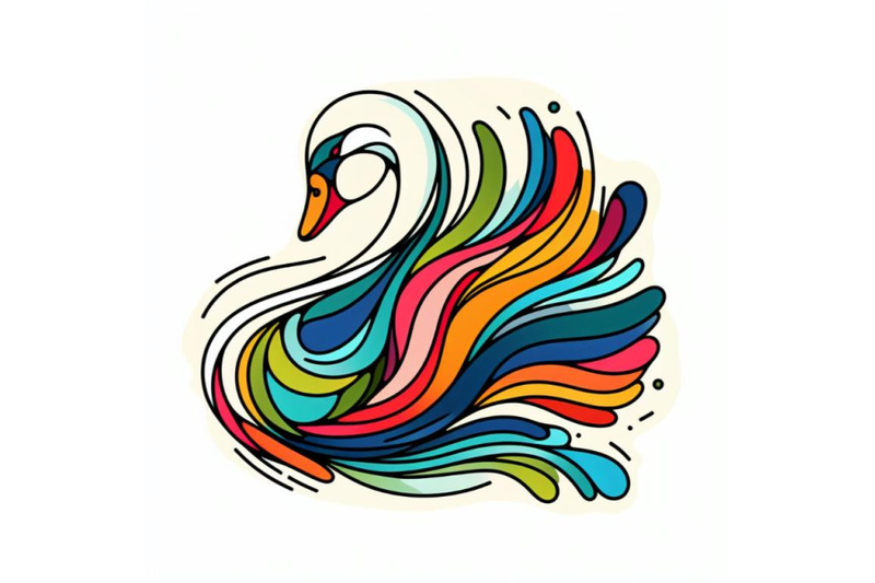 bundle-of-line-art-colorful-abstract-bird-swan-logo-design-vector