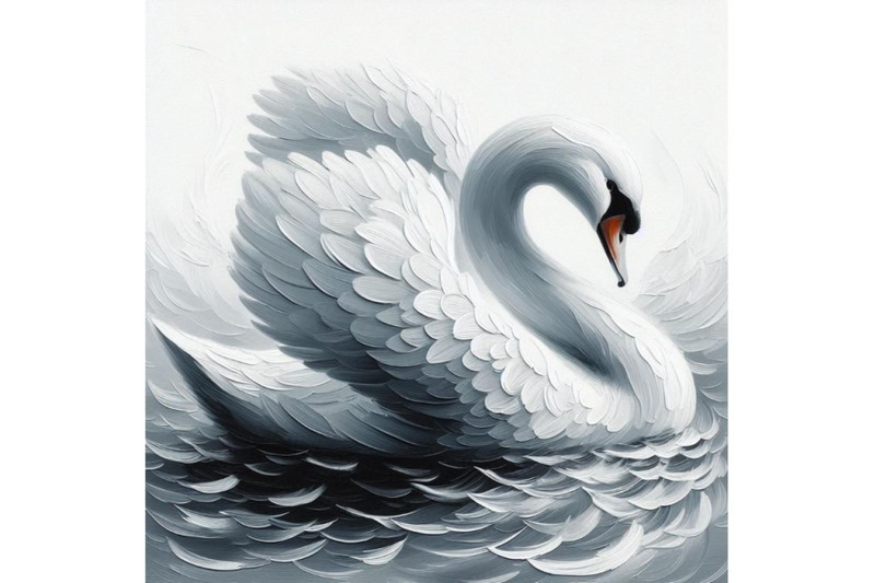 bundle-of-white-swan-with-long-plumage-in-monochrome-graphic-design