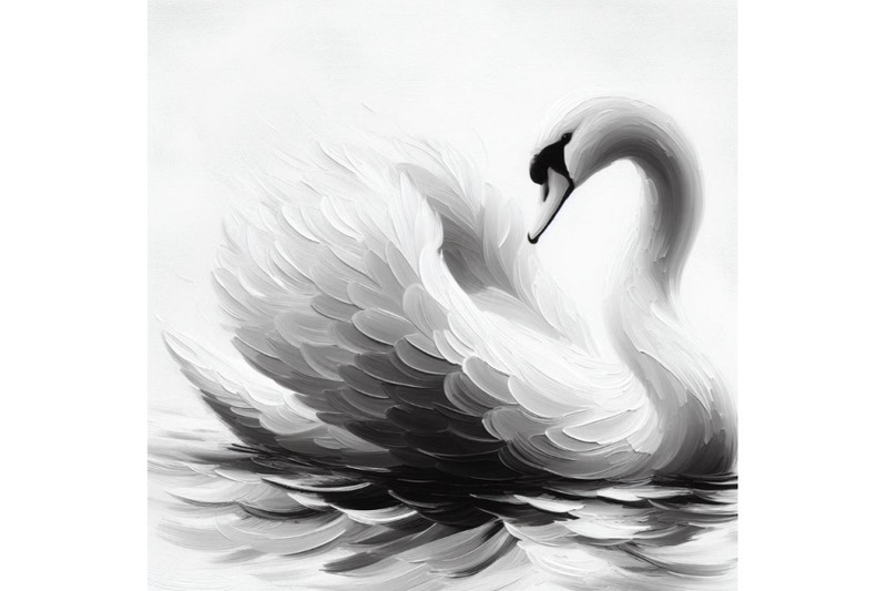 bundle-of-white-swan-with-long-plumage-in-monochrome-graphic-design