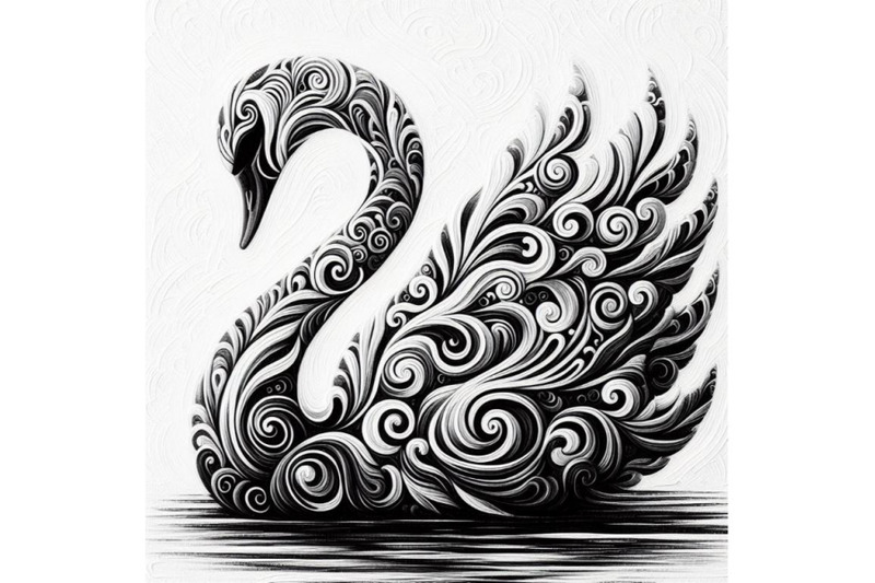 bundle-of-black-and-white-swan-with-carved-patterns-an-abstract-silho