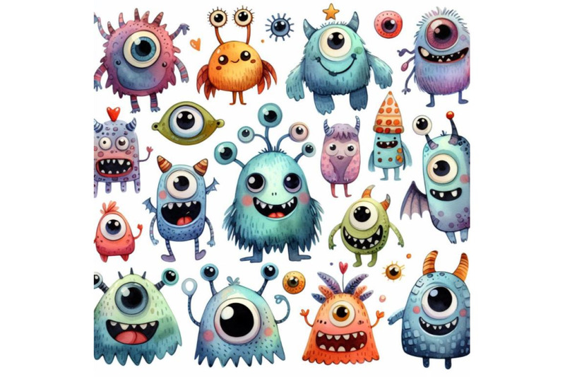 a-bundle-of-cartoon-cute-monsters