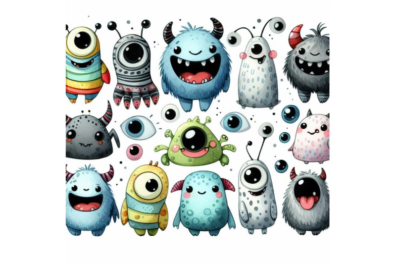 a-bundle-of-cartoon-cute-monsters