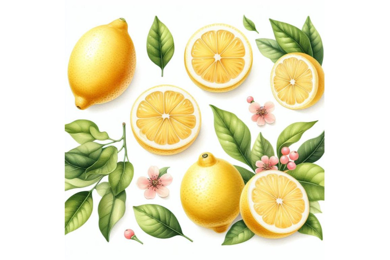 bundle-of-lemon-set-with-citrus-and-leaves