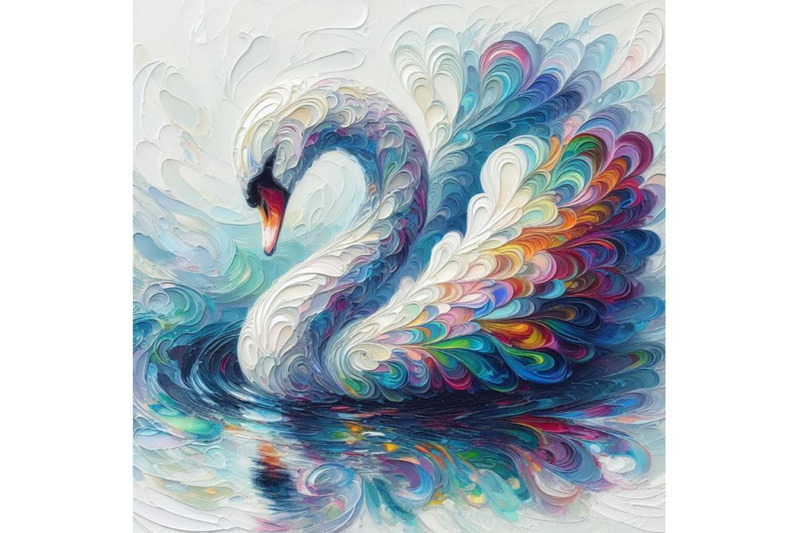 bundle-of-abstract-swan-art-iridescent-plumage-bird-in-a-pond