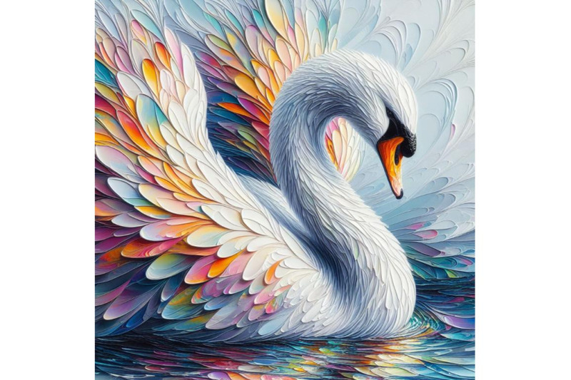 bundle-of-abstract-swan-art-iridescent-plumage-bird-in-a-pond