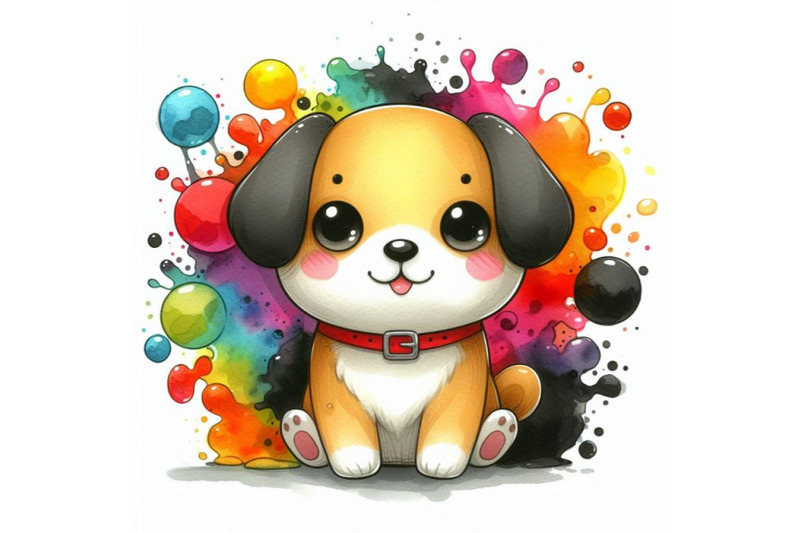 a-bundle-of-cute-cartoon-dog-with-colorful-liquid