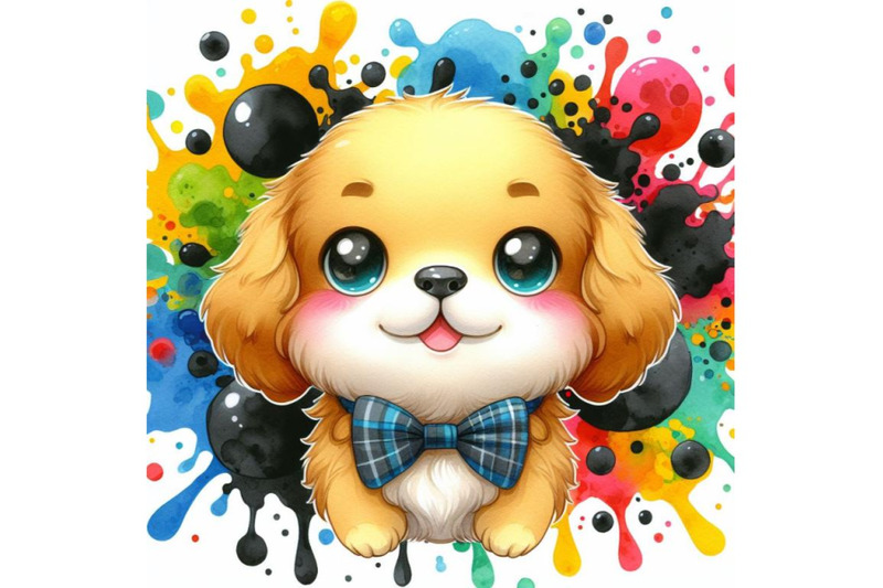 a-bundle-of-cute-cartoon-dog-with-colorful-liquid