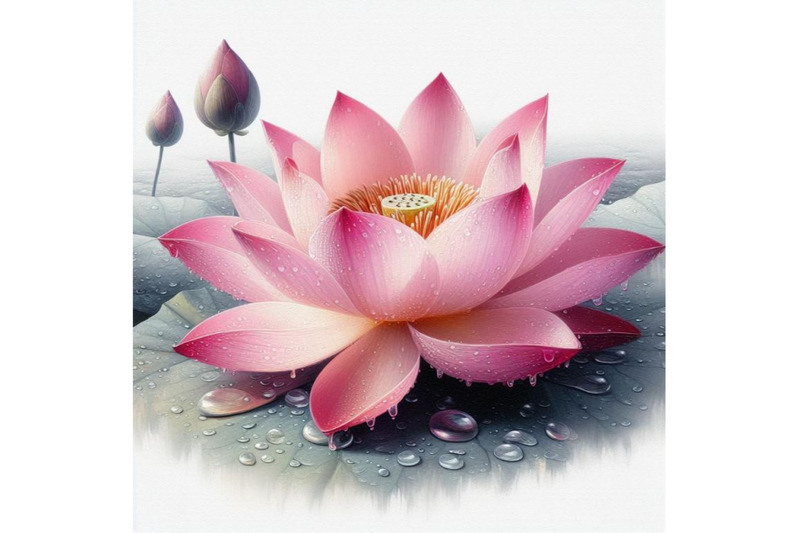 bundle-of-digital-art-of-a-beautiful-lotus-flower-with-waterdrops