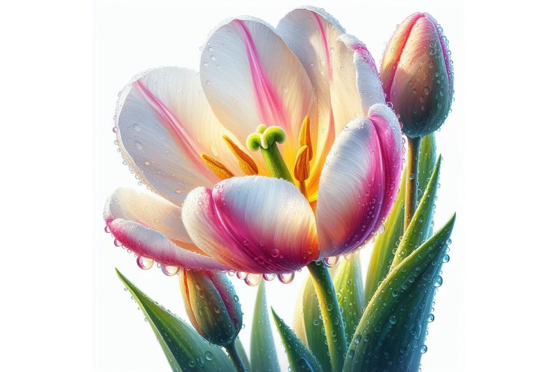 bundle-of-digital-art-of-a-beautiful-tulip-flower-with-waterdrops