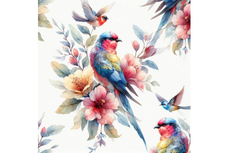 bundle-of-beautiful-vector-pattern-with-nice-watercolor-rosella-bird-p