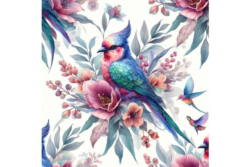 bundle-of-beautiful-vector-pattern-with-nice-watercolor-rosella-bird-p