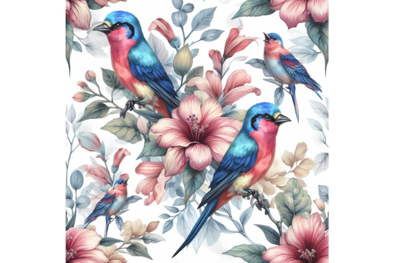 bundle-of-beautiful-vector-pattern-with-nice-watercolor-rosella-bird-p