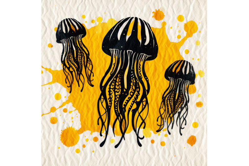 a-bundle-of-paper-cut-jellyfish-icon-isolated-on-white-background