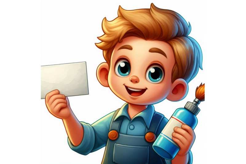 bundle-of-cartoon-kid-holding-a-blank-business-card