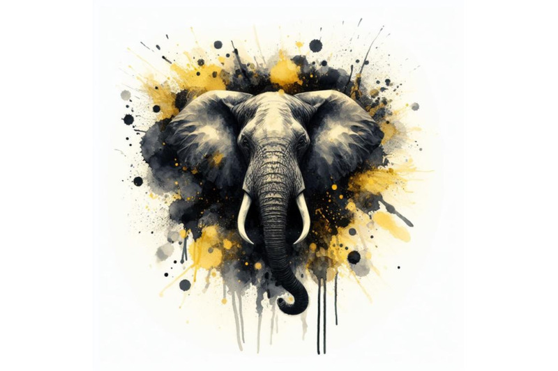 a-bundle-of-abstract-splash-art-poster-of-elephant-head