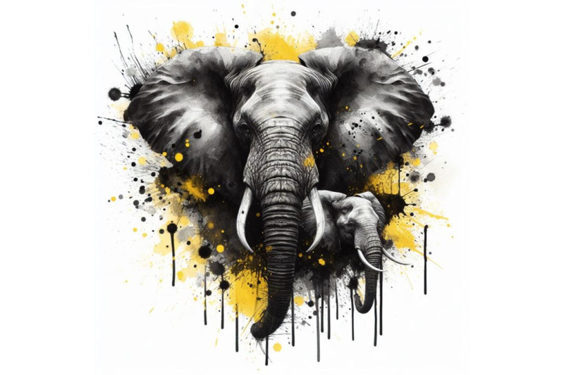 a-bundle-of-abstract-splash-art-poster-of-elephant-head