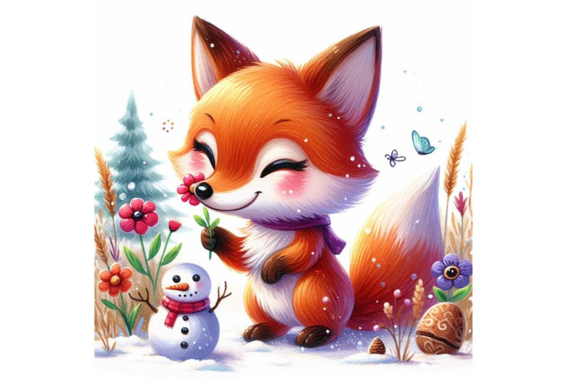 bundle-of-cute-watercolor-cartoon-fox