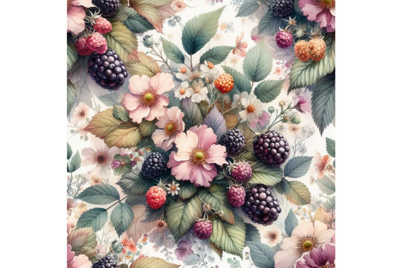 bundle-of-seamless-floral-background-with-blackberry-fruits-and-flower