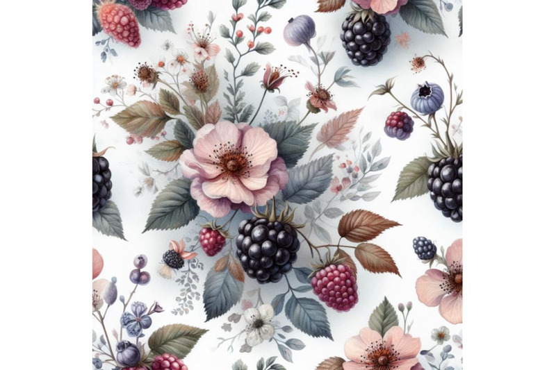 bundle-of-seamless-floral-background-with-blackberry-fruits-and-flower