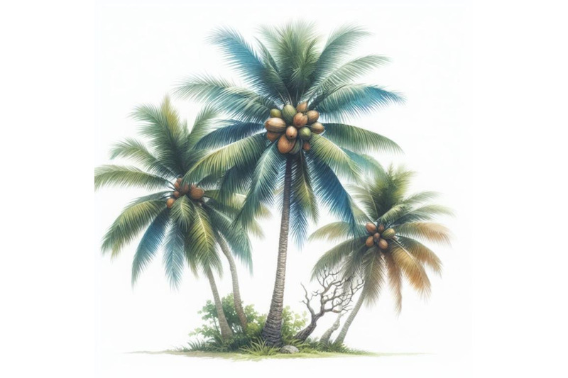 bundle-of-coconut-tree-isolated-on-white-background