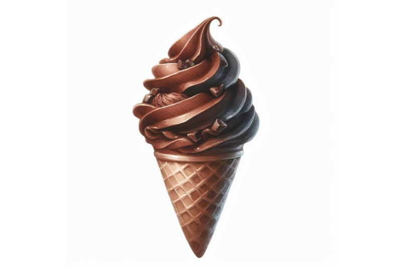 bundle-of-chocolate-ice-cream-cone-on-a-white-background