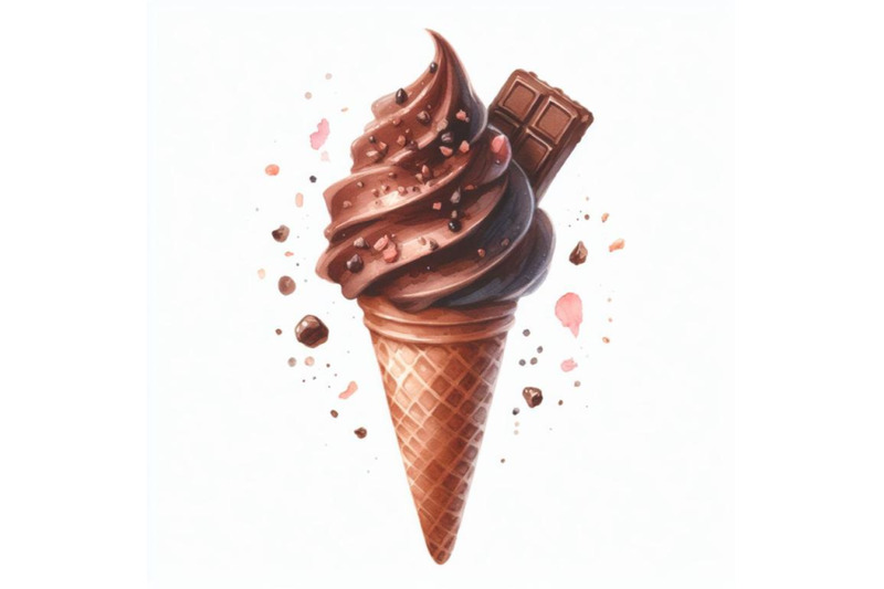 bundle-of-chocolate-ice-cream-cone-on-a-white-background