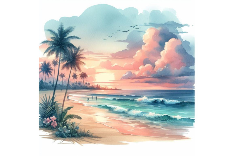 bundle-of-summer-sunset-beach-beach-vector-tropical-beach