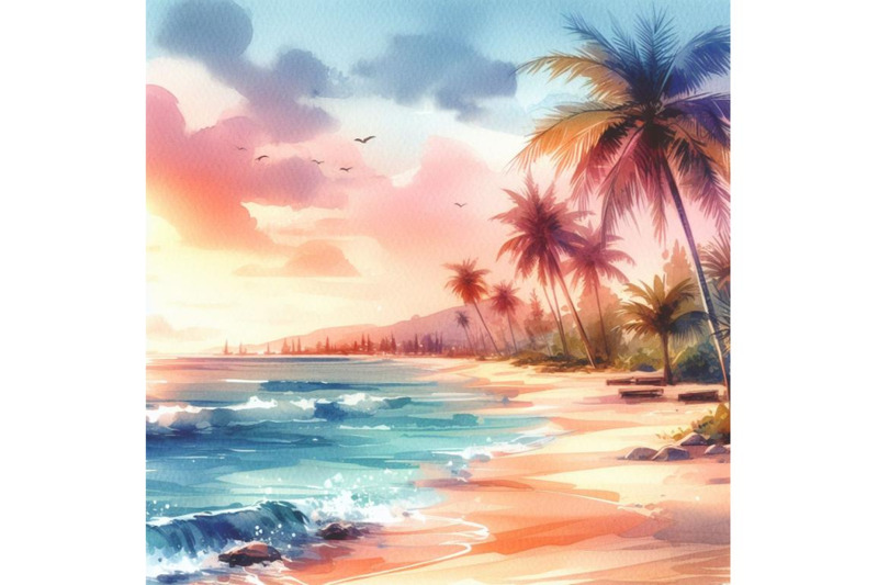 bundle-of-summer-sunset-beach-beach-vector-tropical-beach