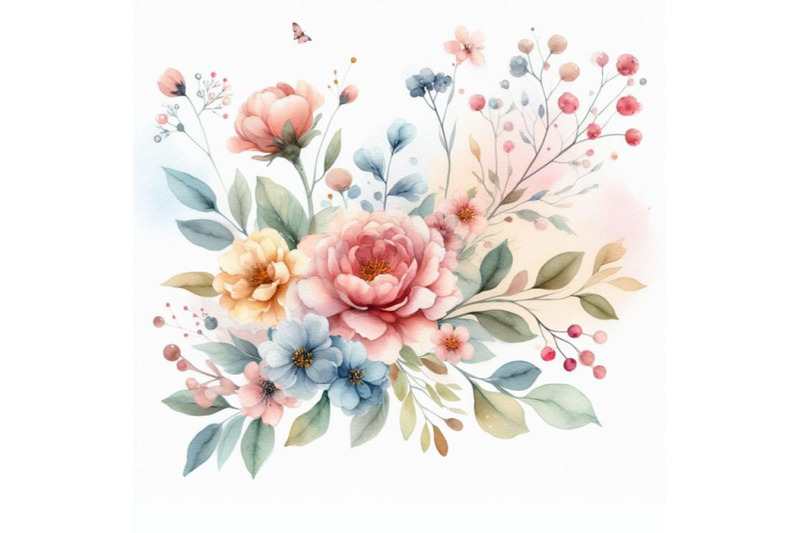 bundle-of-watercolor-illustration-flowers-in-simple-background