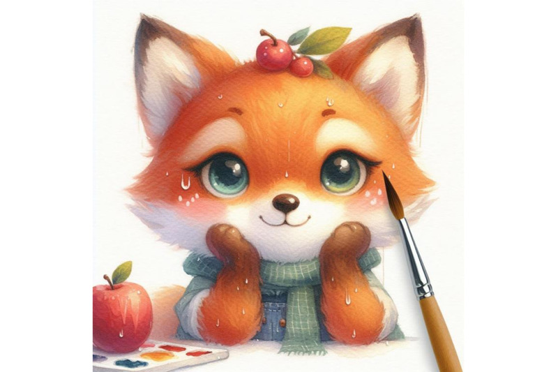 bundle-of-cute-watercolor-cartoon-fox