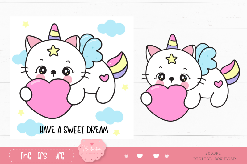 cute-cat-cartoon-kawaii-clipart-fairytale-kitten-baby-animals