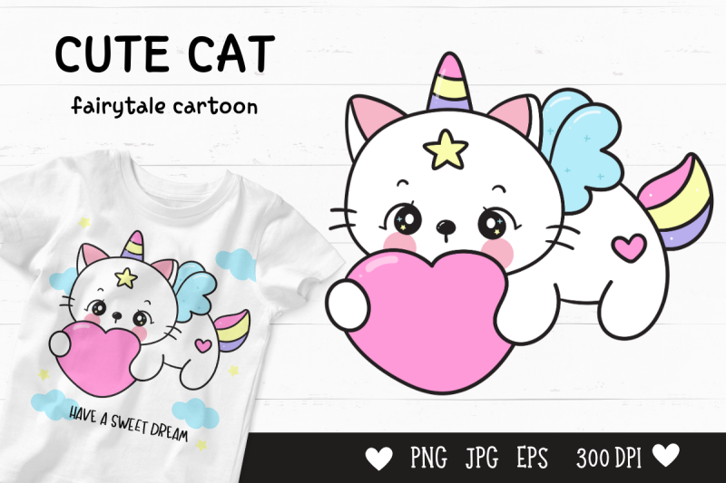 cute-cat-cartoon-kawaii-clipart-fairytale-kitten-baby-animals