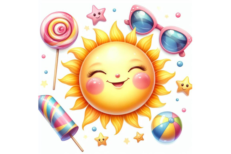 bundle-of-3d-realistic-happy-smiling-cute-sun-vector-with-colorful-sun