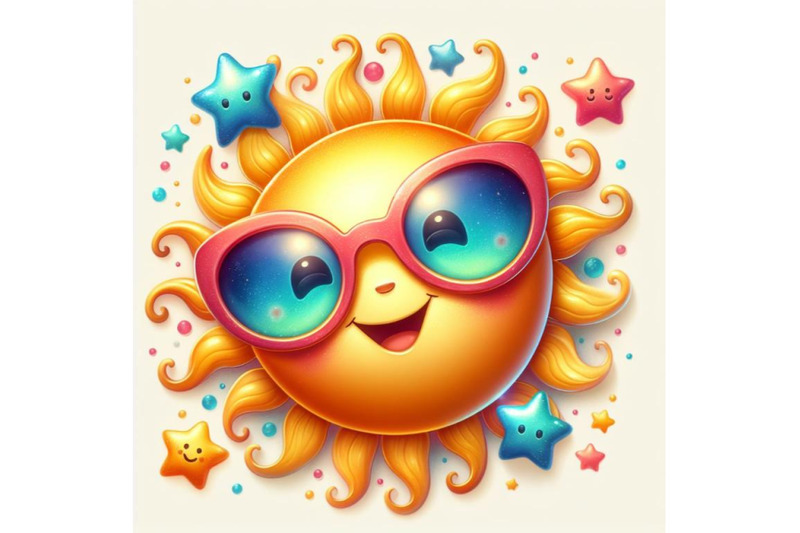 bundle-of-3d-realistic-happy-smiling-cute-sun-vector-with-colorful-sun