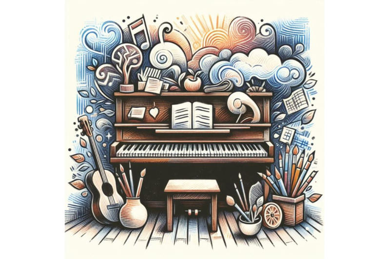 bundle-of-piano-sketch-doodle-style